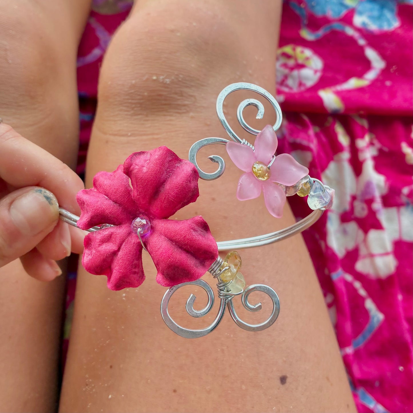 hot pink flora cuff
