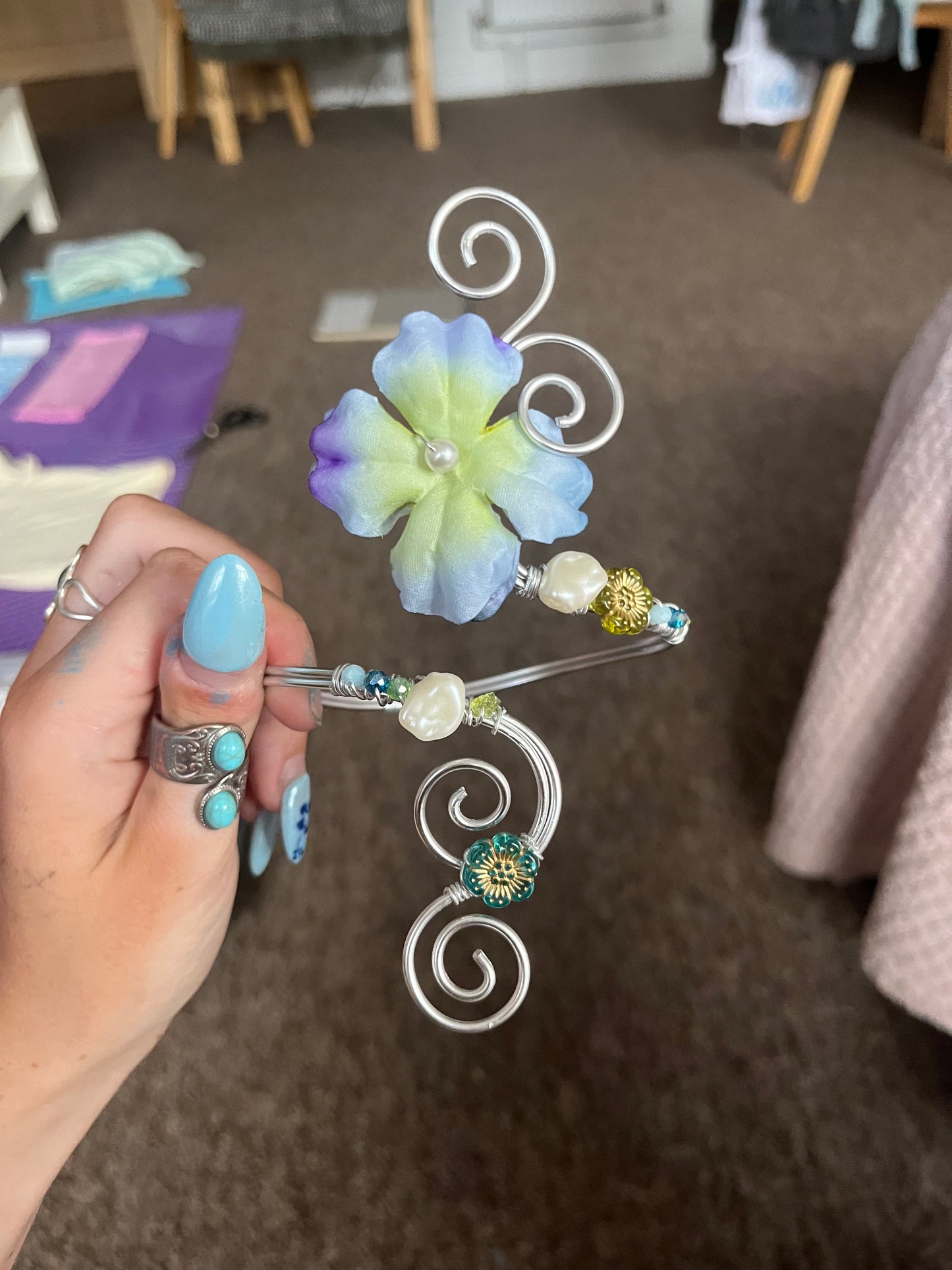 Flora blue orchid cuff🪲🦋🪷