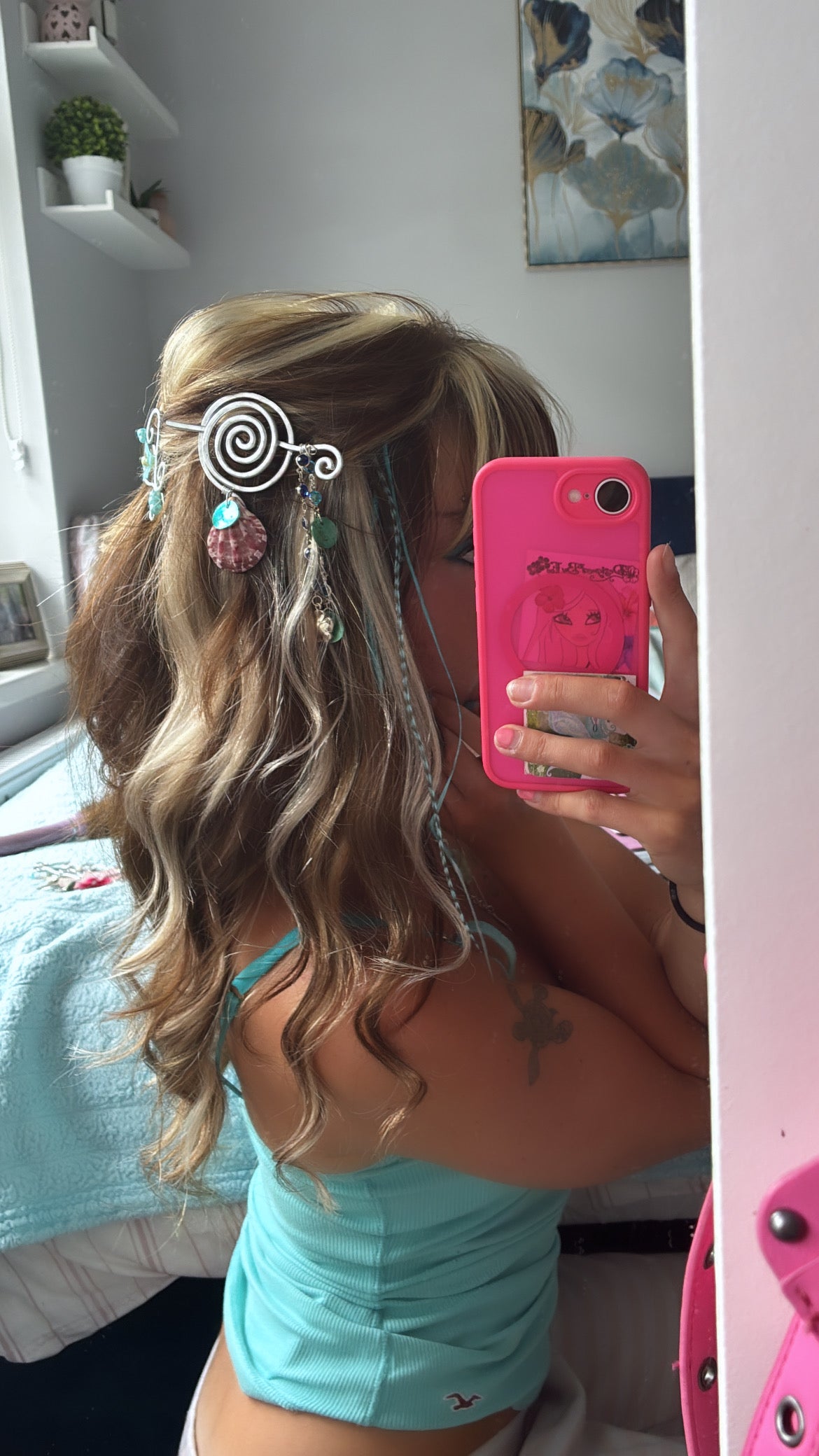 Mermaid spiral pin with dangles🐬