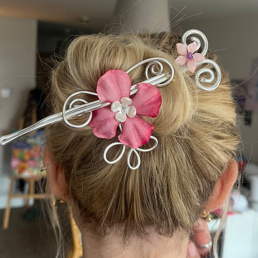 Aurora Hair pin- pink flora