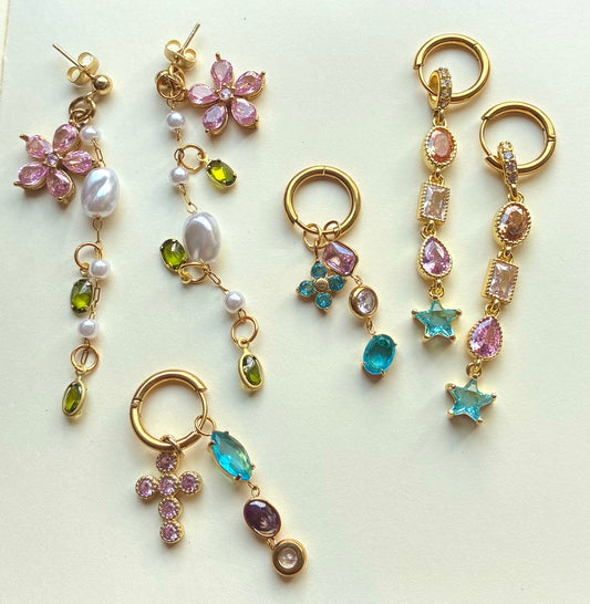 18k plated rainbow earring set!