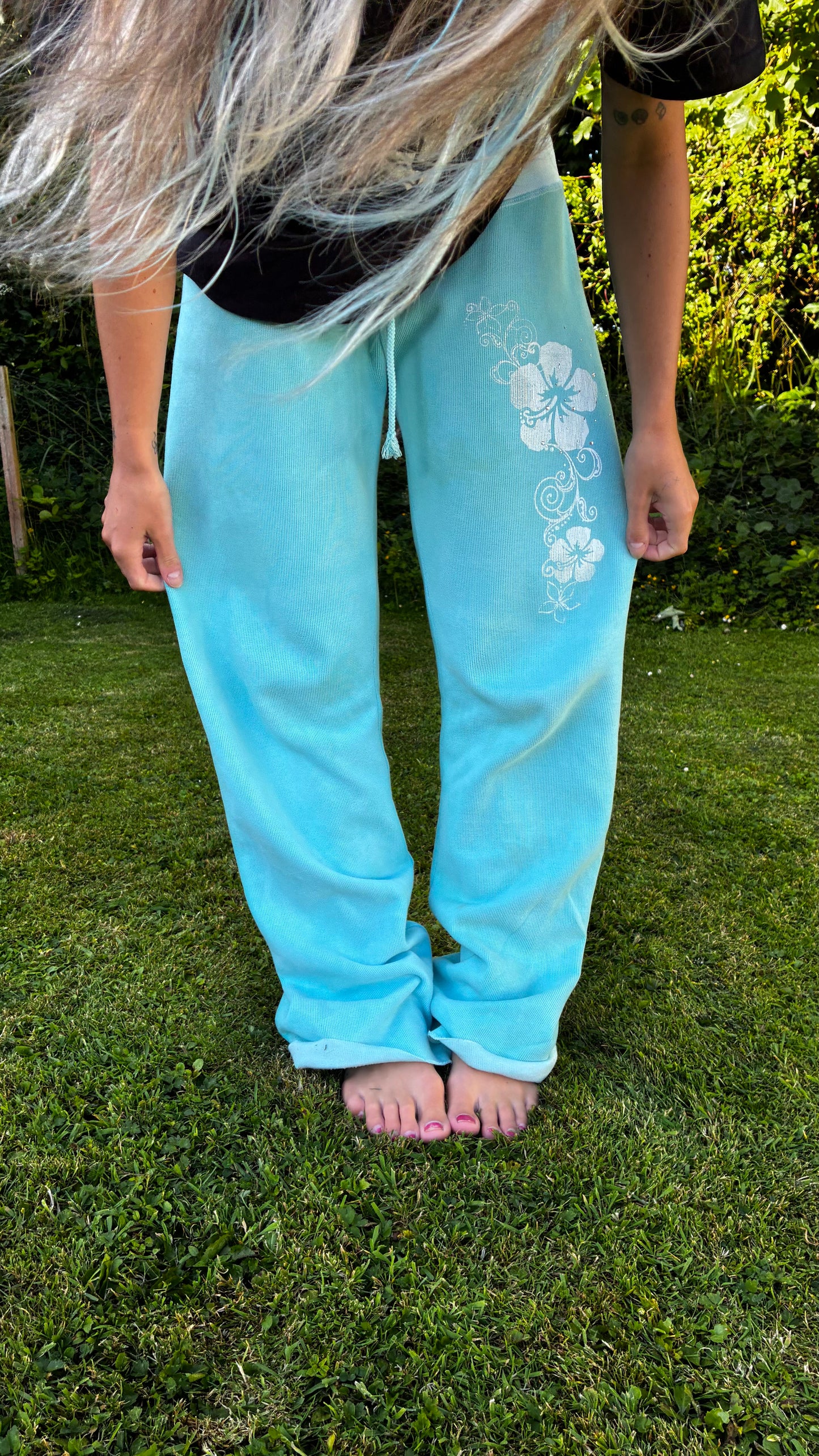 TEAL hibiscus trackies!