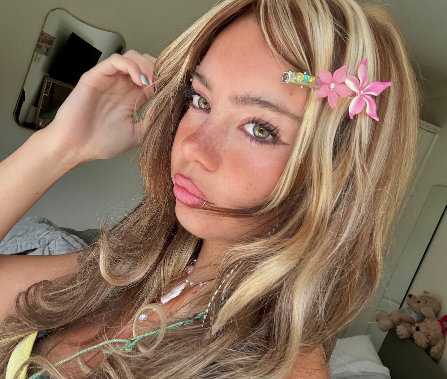pink petal hair clip