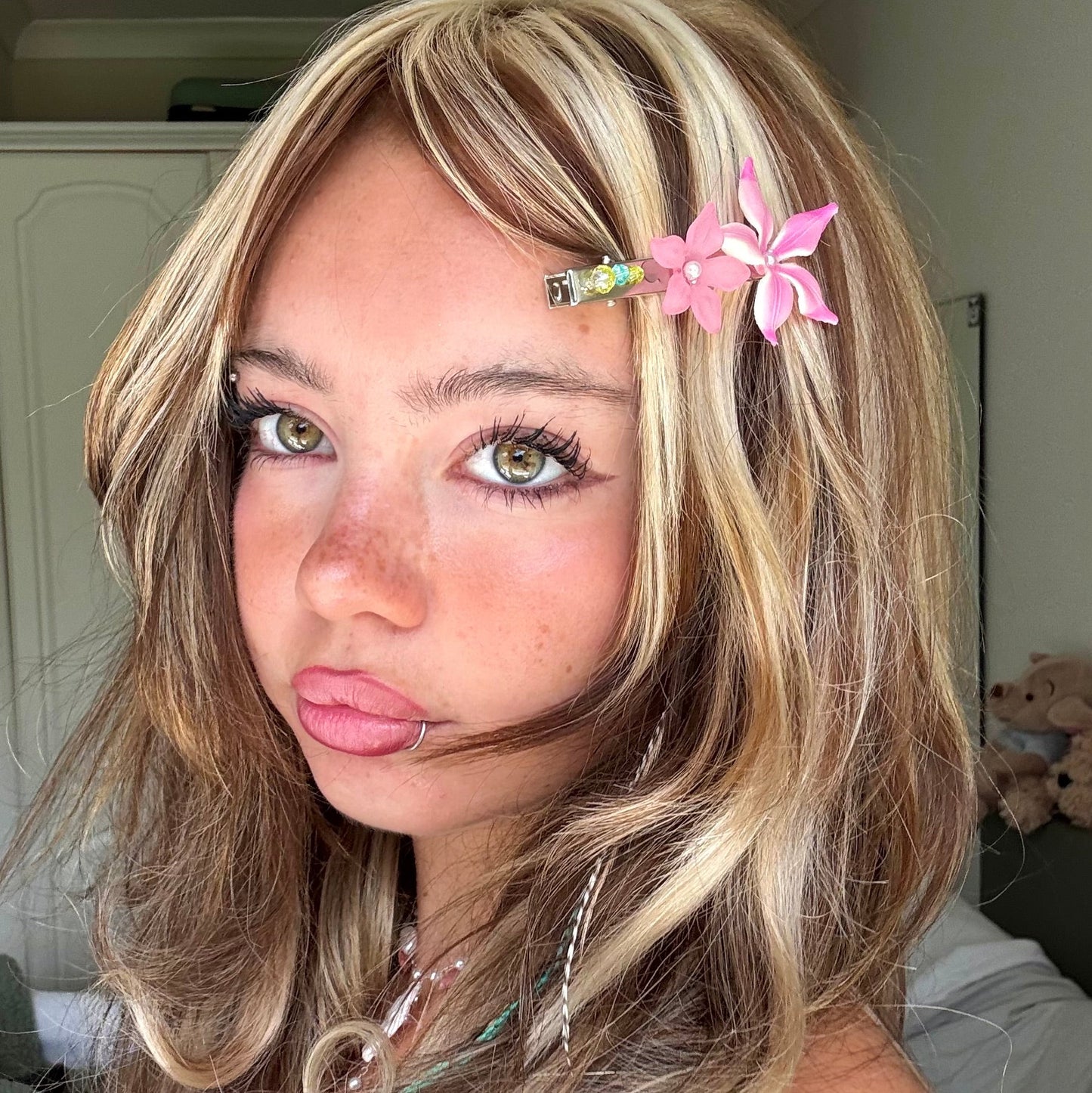 pink petal hair clip