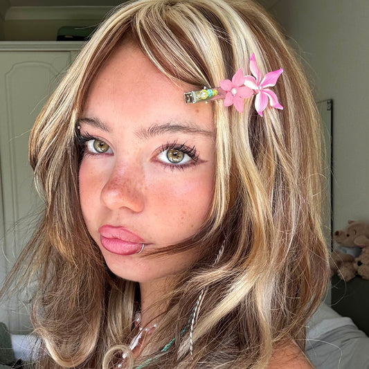 pink petal hair clip