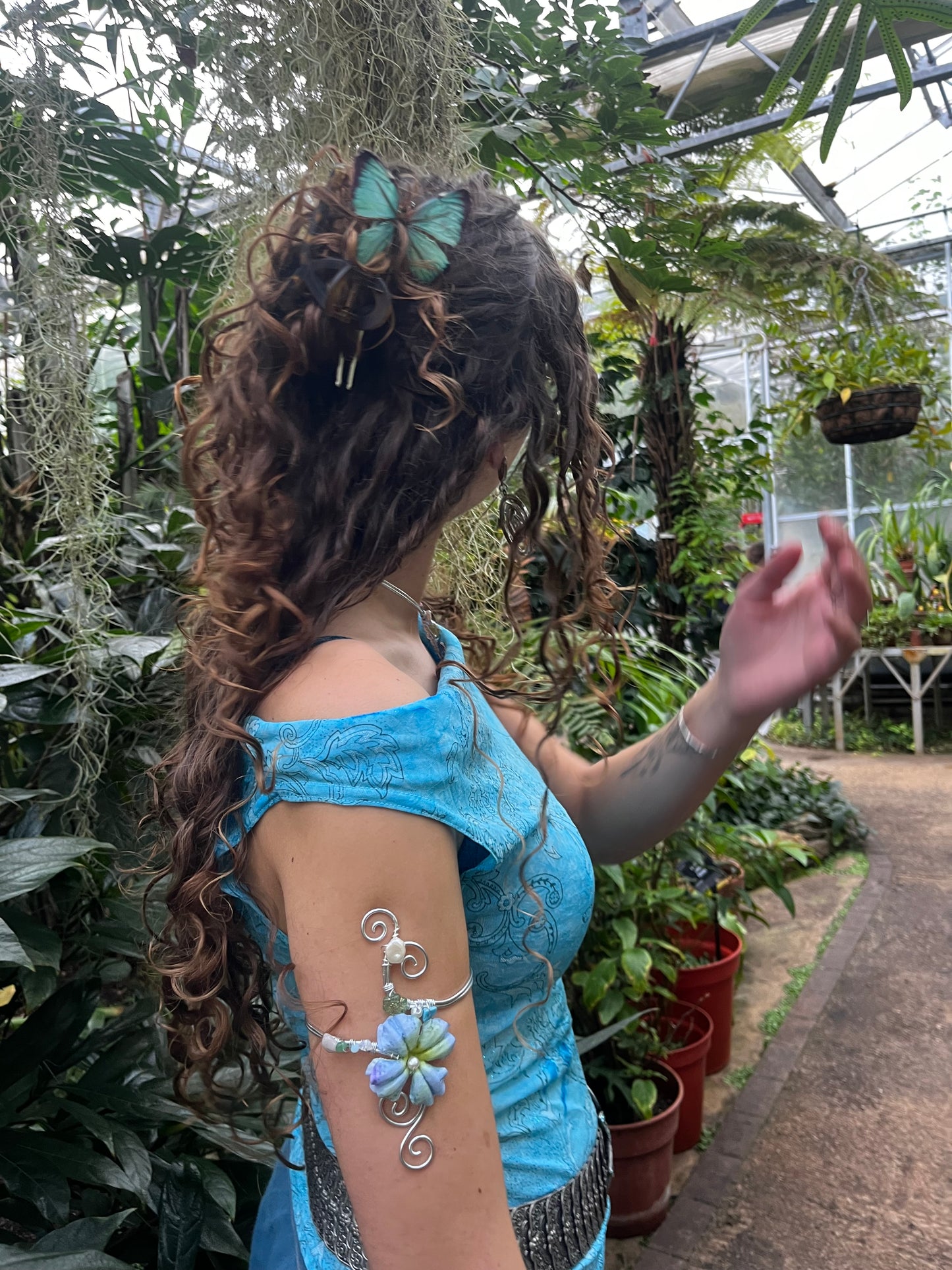 greeny butterfly French pin