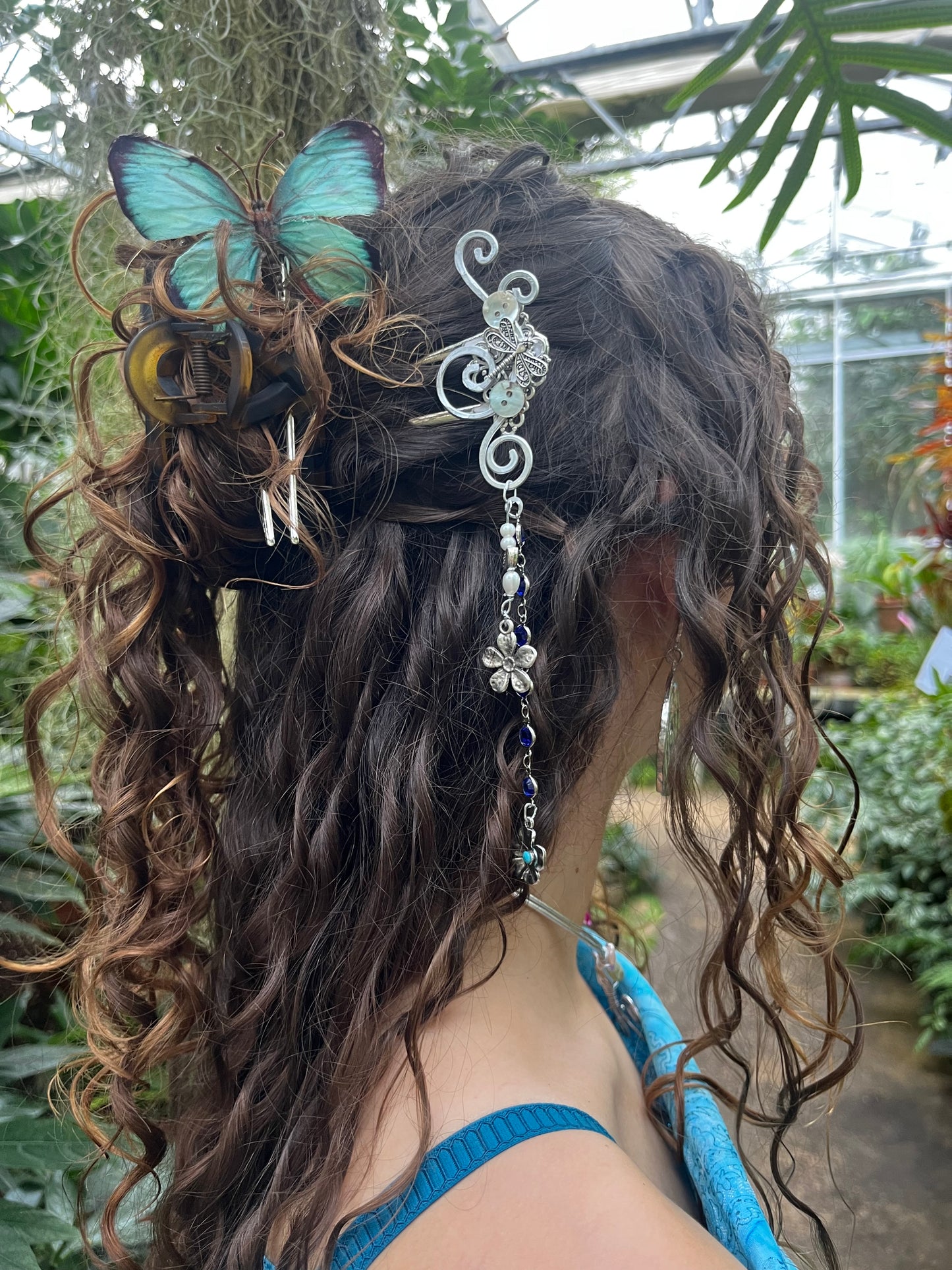 greeny butterfly French pin